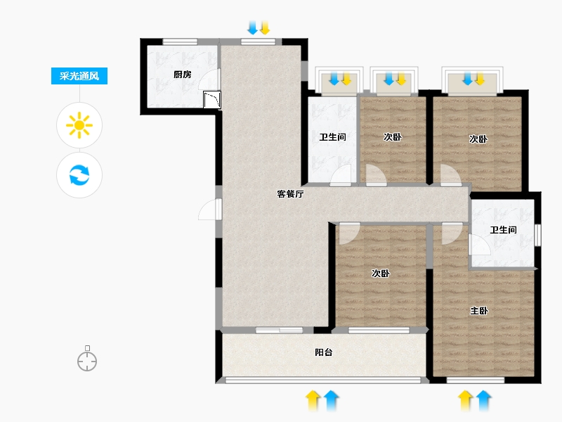 湖北省-武汉市-大华锦绣时代-123.20-户型库-采光通风