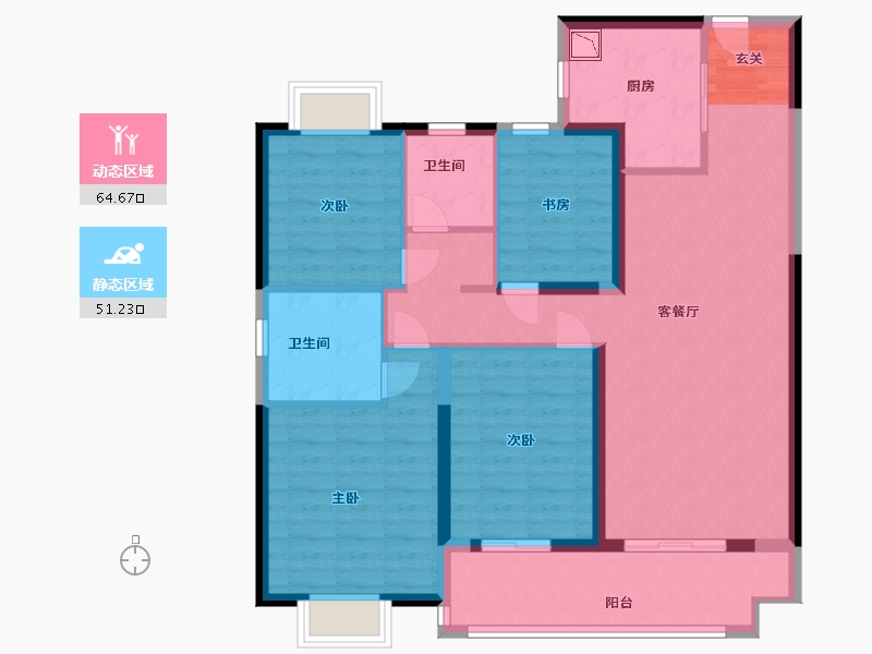 江苏省-南京市-雅居乐雅尊府-103.57-户型库-动静分区