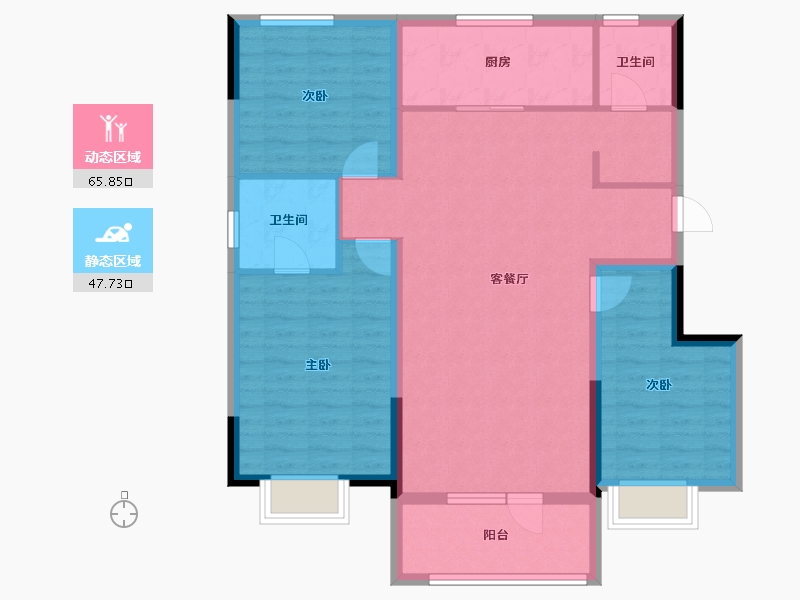 辽宁省-沈阳市-金地时代风华-102.28-户型库-动静分区