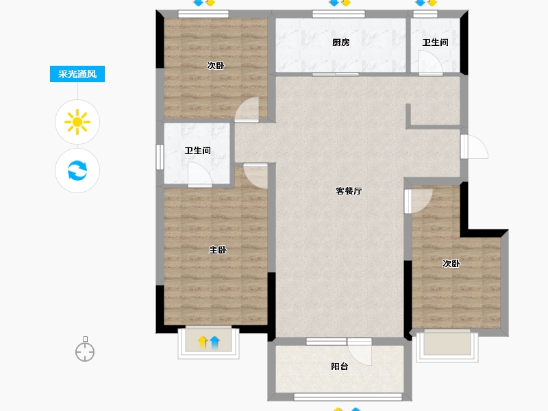 辽宁省-沈阳市-金地时代风华-102.28-户型库-采光通风