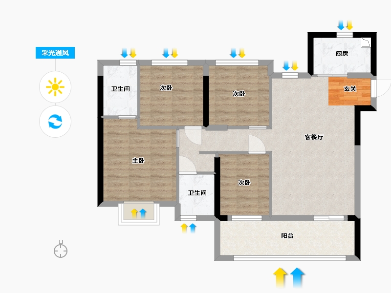 福建省-福州市-壹号学府-83.57-户型库-采光通风