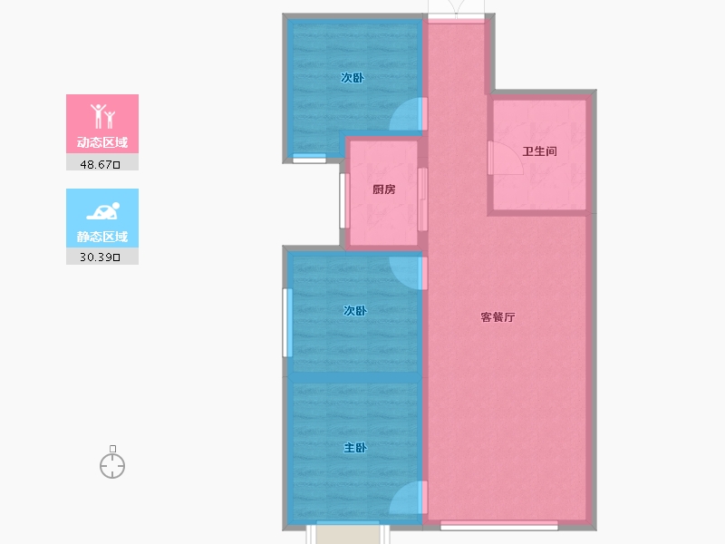 新疆维吾尔自治区-乌鲁木齐市-中豪・润园-70.55-户型库-动静分区