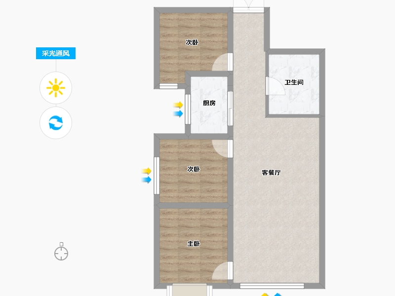 新疆维吾尔自治区-乌鲁木齐市-中豪・润园-70.55-户型库-采光通风