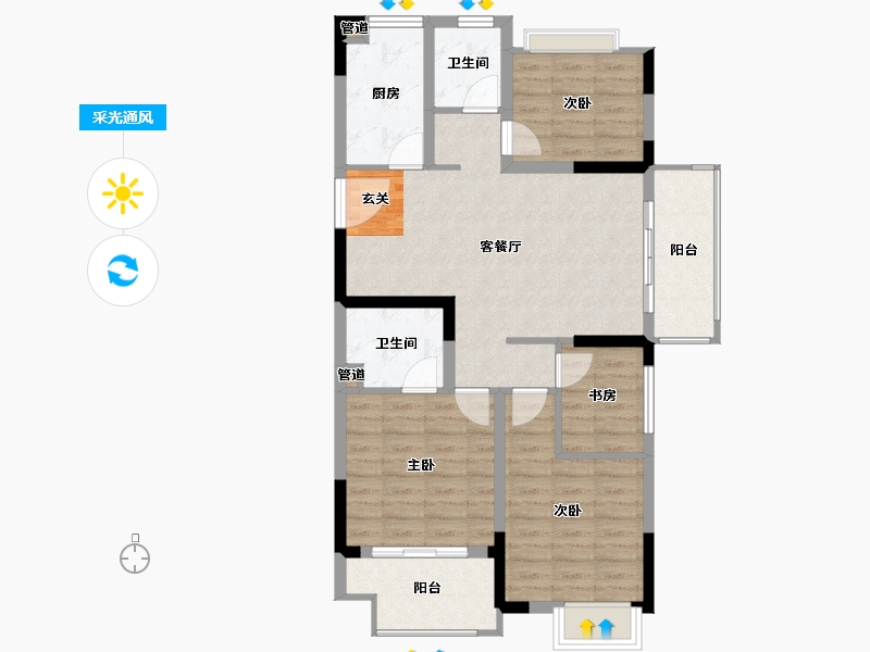 江苏省-南京市-茉里-87.00-户型库-采光通风