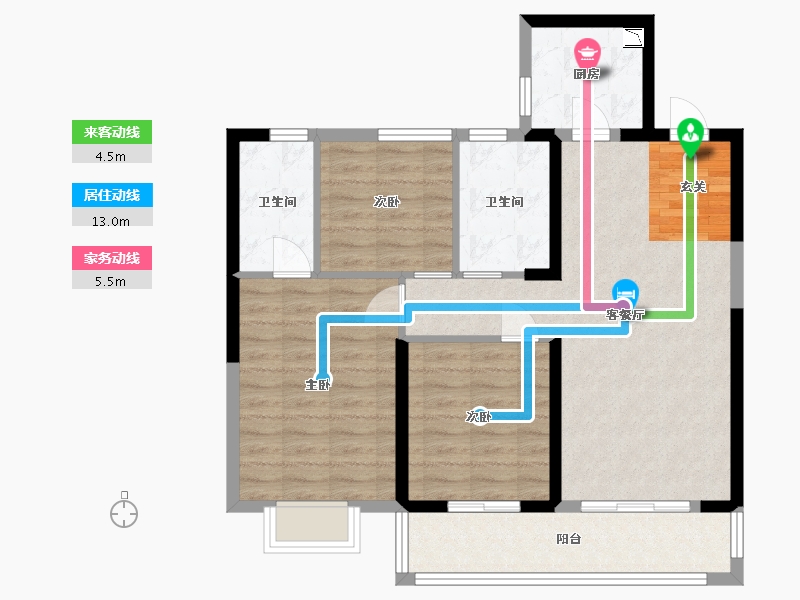 江苏省-南京市-蓝光睿创新筑-86.64-户型库-动静线