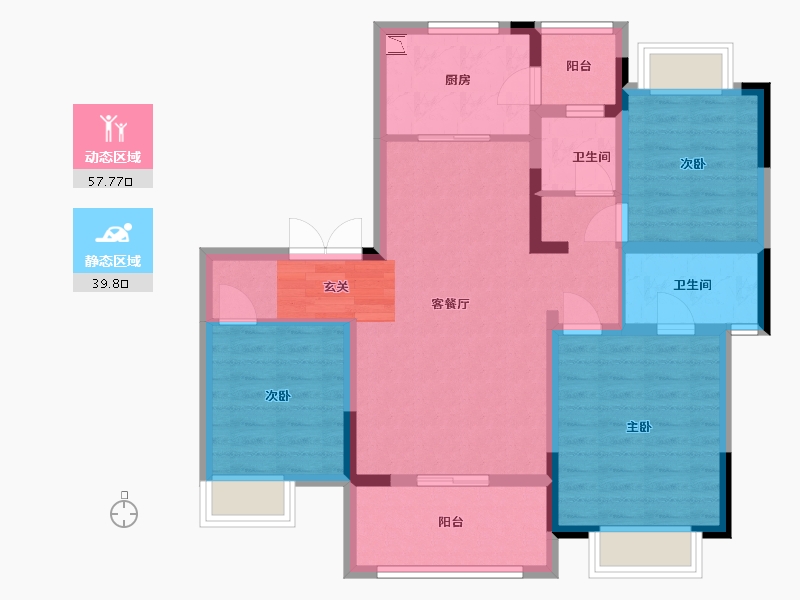 重庆-重庆市-蓝光芙蓉公馆-86.11-户型库-动静分区