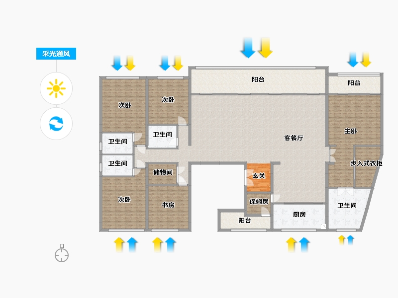 重庆-重庆市-香港置地・壹号半岛-309.81-户型库-采光通风