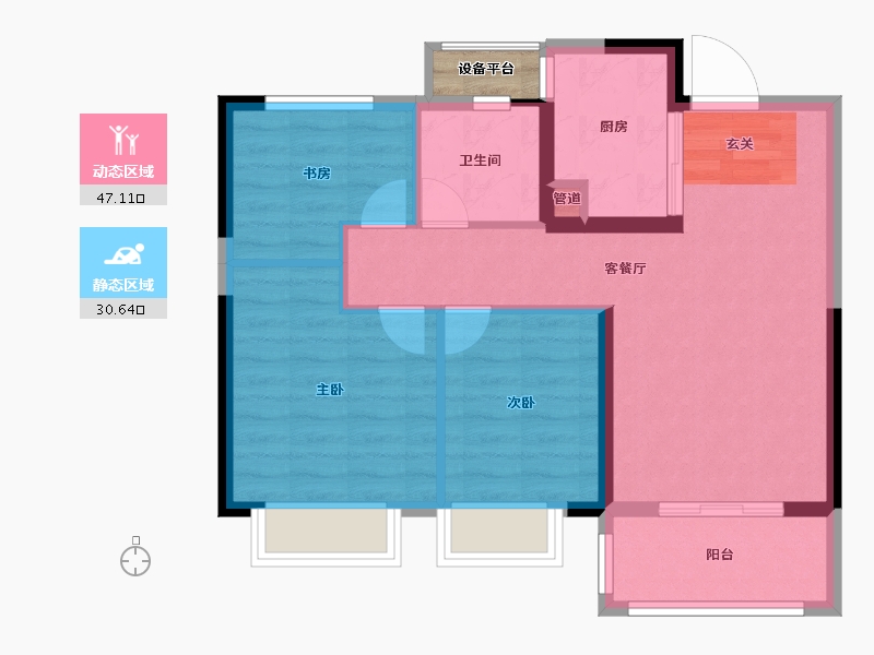 江苏省-南京市-禹洲上东逸境-71.00-户型库-动静分区