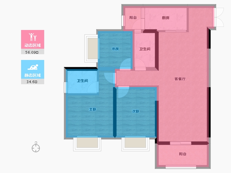 重庆-重庆市-东邦·小悦湾-79.85-户型库-动静分区