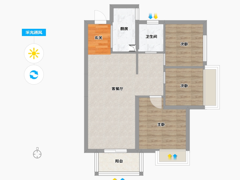 广西壮族自治区-南宁市-印象愉景湾-62.65-户型库-采光通风