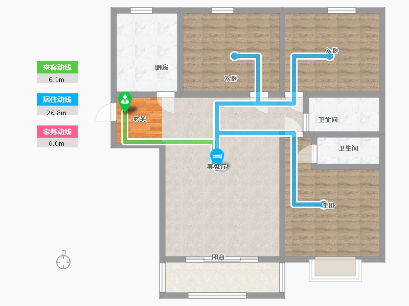 陕西省-西安市-八一城市花园-110.34-户型库-动静线