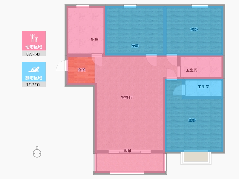 陕西省-西安市-八一城市花园-110.34-户型库-动静分区