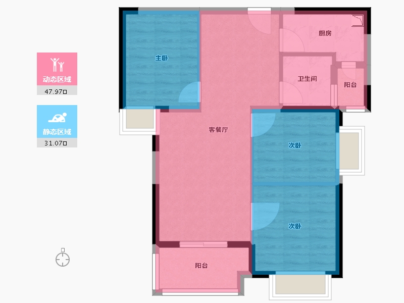 湖北省-武汉市-弘阳印月府-70.54-户型库-动静分区