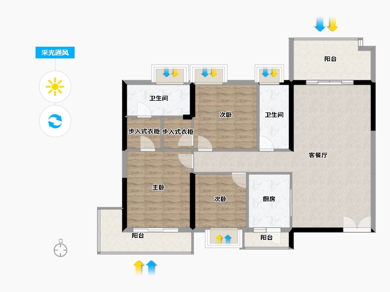 湖南省-郴州市-东田金湾-116.09-户型库-采光通风