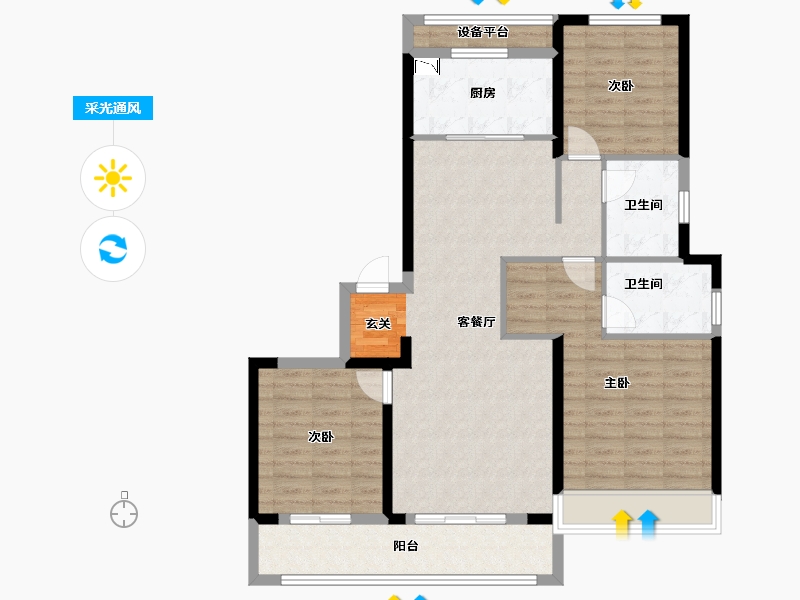 浙江省-温州市-鹿城中心-102.49-户型库-采光通风