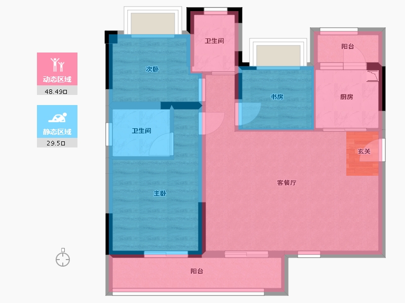 重庆-重庆市-泽科御峰-68.75-户型库-动静分区