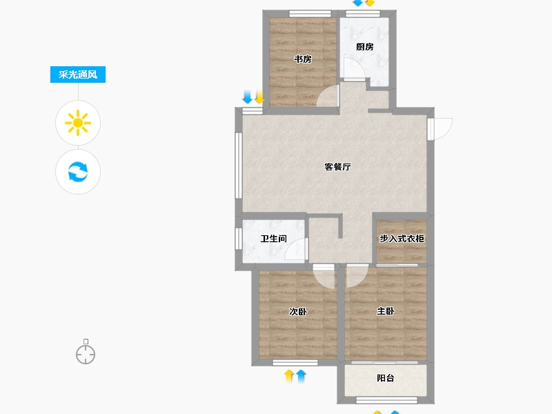 山东省-潍坊市-歌尔绿城桃园里-71.15-户型库-采光通风