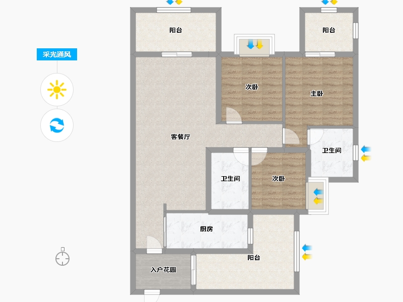 贵州省-遵义市-中建幸福城-105.00-户型库-采光通风