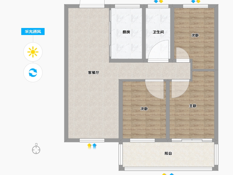 安徽省-阜阳市-江南-90.00-户型库-采光通风