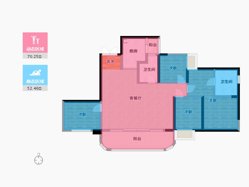 重庆-重庆市-卓越皇后道-110.03-户型库-动静分区