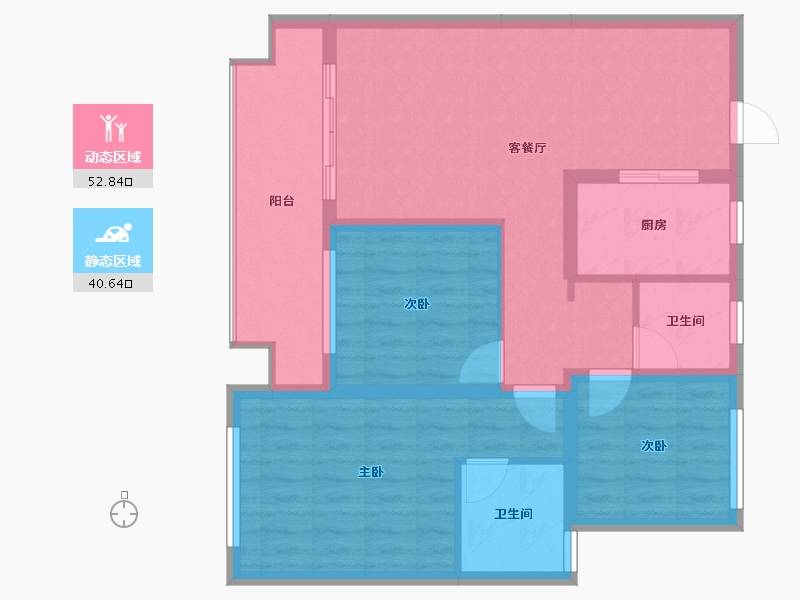 江苏省-南通市-金水湾凤凰城-83.37-户型库-动静分区