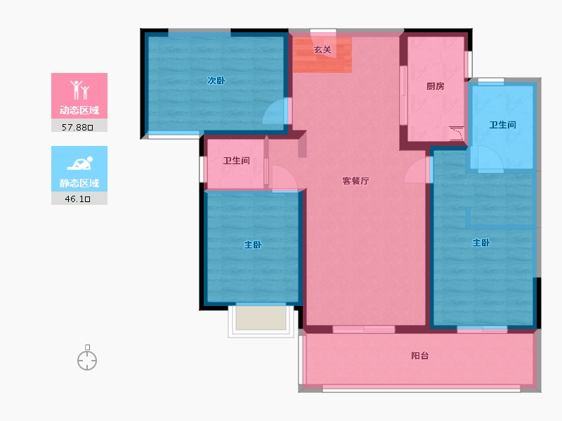 北京-北京市-昆明融创文旅城-92.38-户型库-动静分区