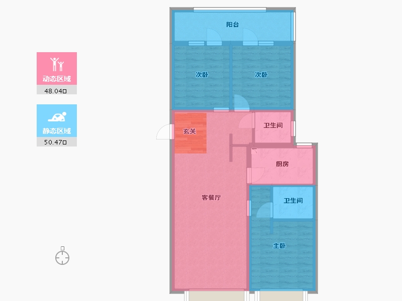 北京-北京市-万科・翡翠华章-87.90-户型库-动静分区