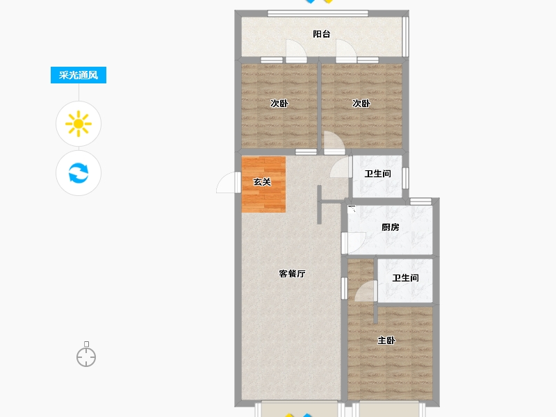 北京-北京市-万科・翡翠华章-87.90-户型库-采光通风