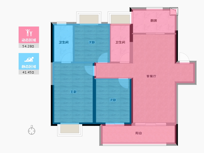 湖北省-宜昌市-融创·融园-85.94-户型库-动静分区