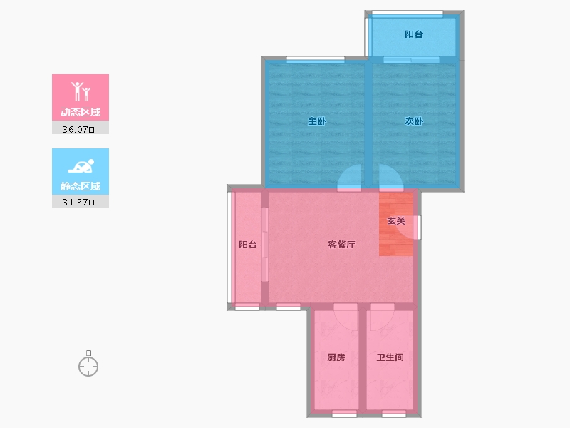 山东省-淄博市-汇美春江苑-59.36-户型库-动静分区