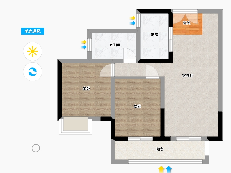 北京-北京市-融创普洱国际健康城-61.85-户型库-采光通风