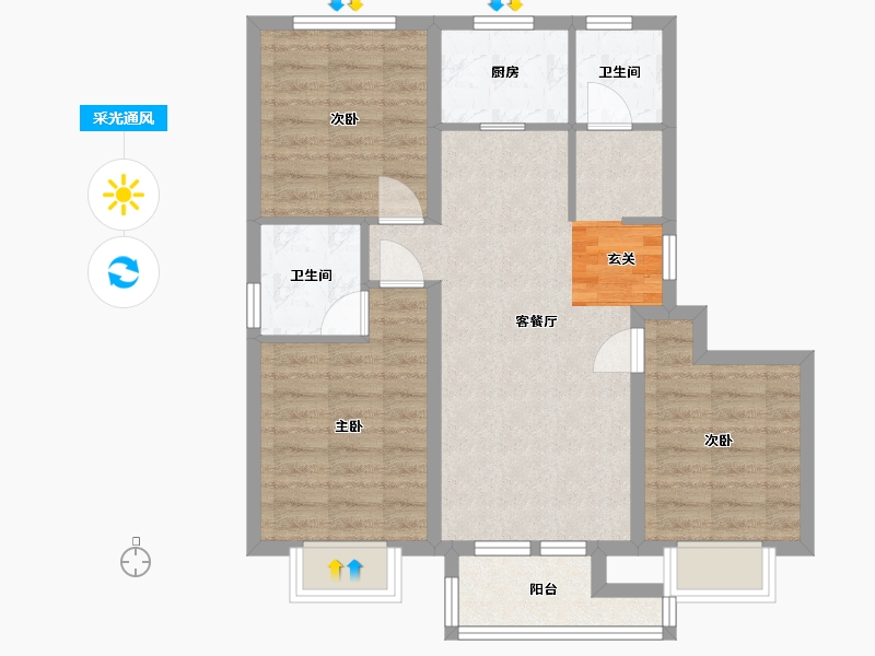 北京-北京市-住总如院-72.36-户型库-采光通风