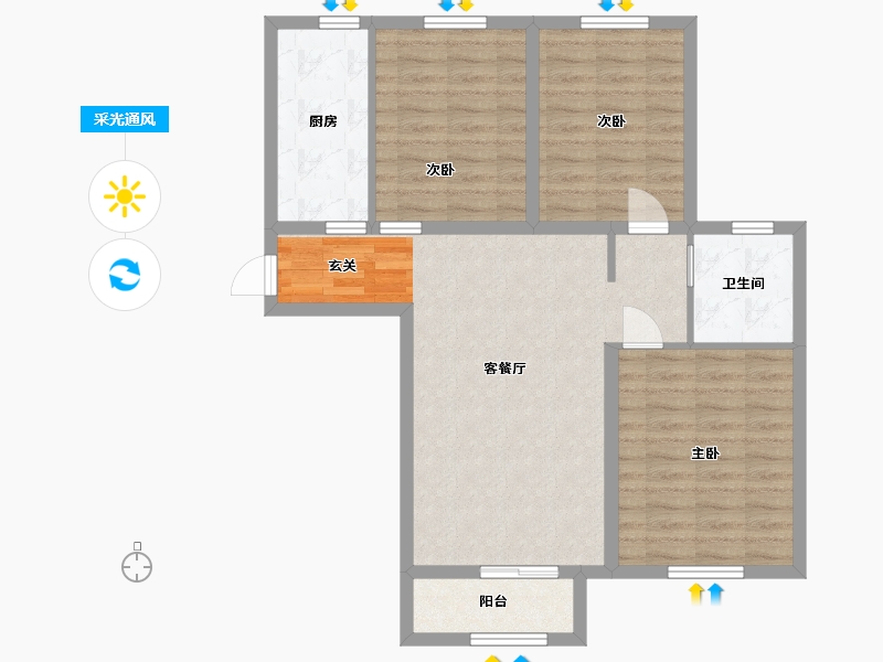 江苏省-南通市-泰晤士・运河东棠-83.99-户型库-采光通风