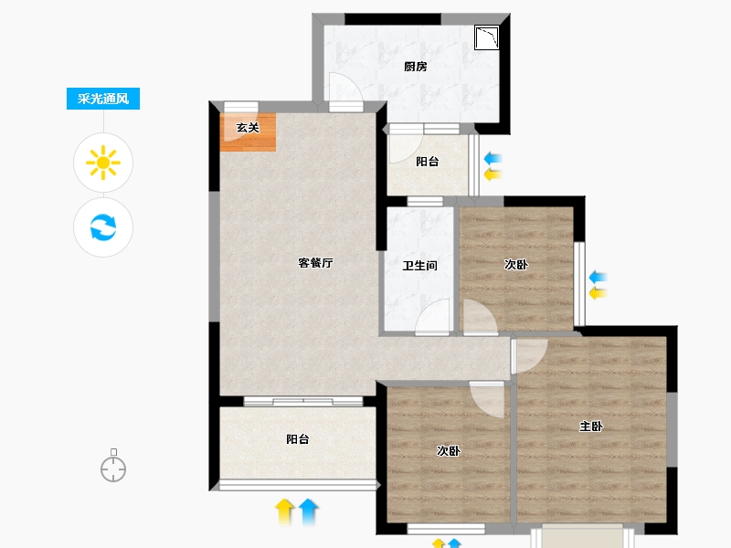 四川省-成都市-恒大中央广场二期��T-79.58-户型库-采光通风