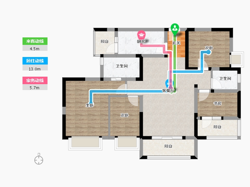 四川省-成都市-白鹤一号-92.91-户型库-动静线