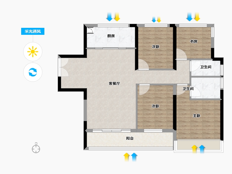 浙江省-温州市-国鸿柏悦府-100.00-户型库-采光通风