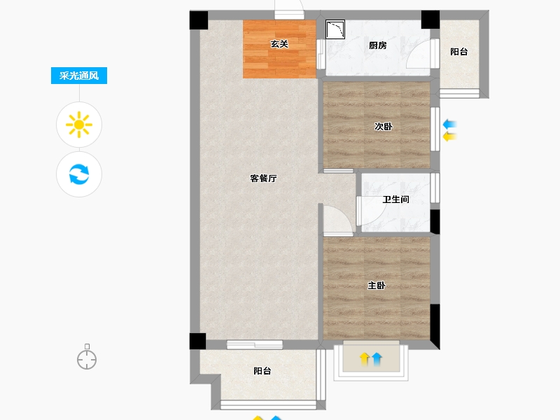 广西壮族自治区-南宁市-鑫邦华府-57.03-户型库-采光通风