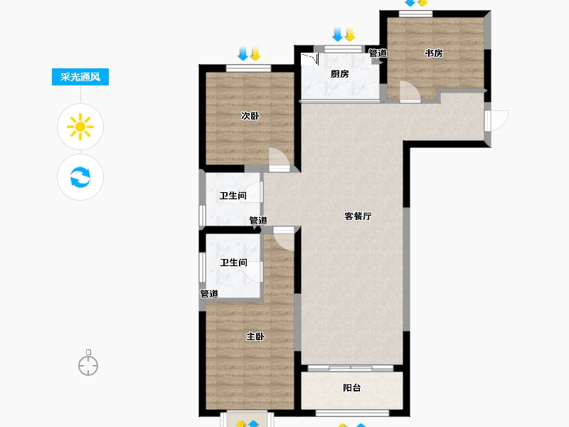 山东省-菏泽市-菏泽当代城MOMΛ-96.00-户型库-采光通风