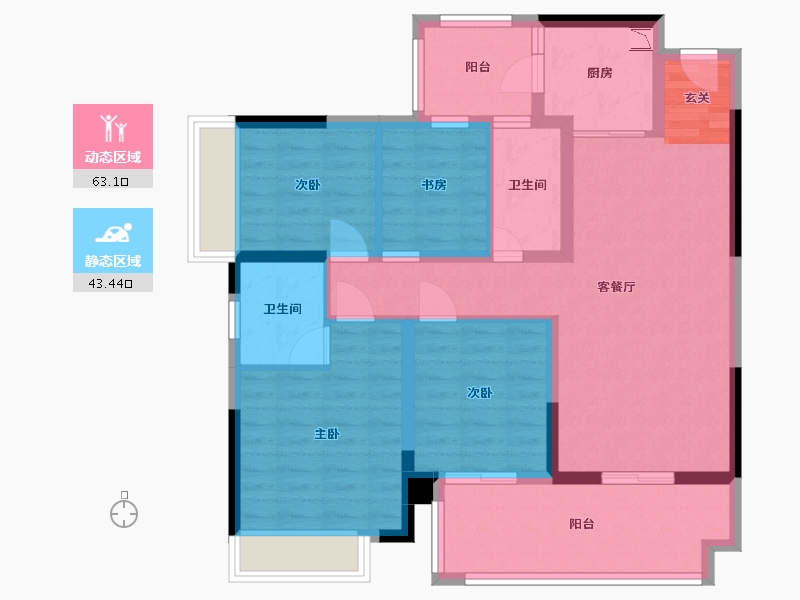 广西壮族自治区-南宁市-华夏院子.璞院-94.29-户型库-动静分区