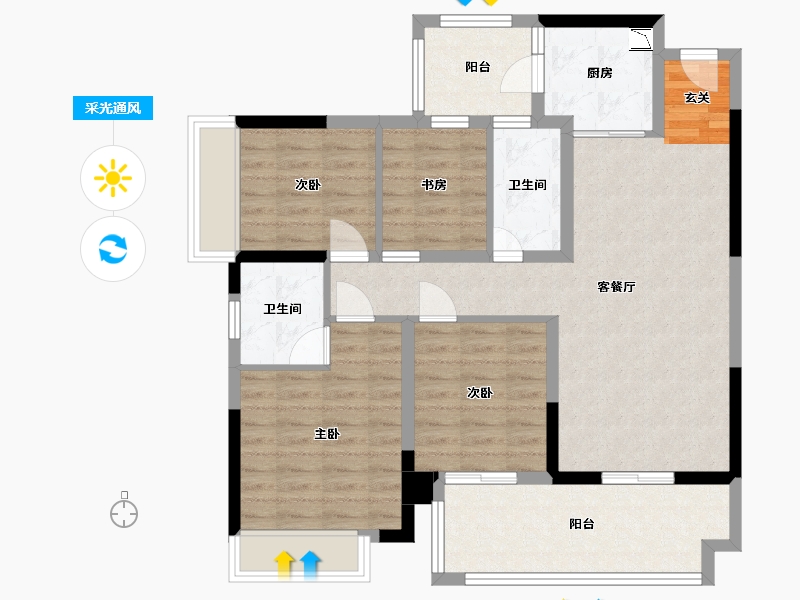 广西壮族自治区-南宁市-华夏院子.璞院-94.29-户型库-采光通风