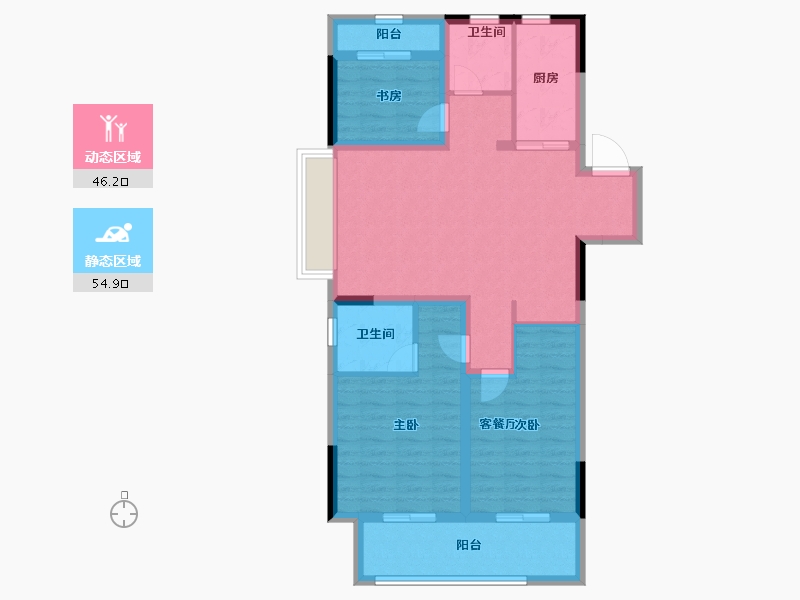 浙江省-嘉兴市-风华绮轩-90.00-户型库-动静分区