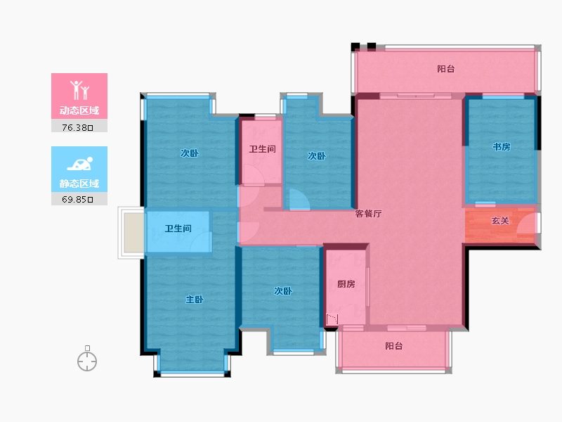 广西壮族自治区-南宁市-天健和府-130.45-户型库-动静分区