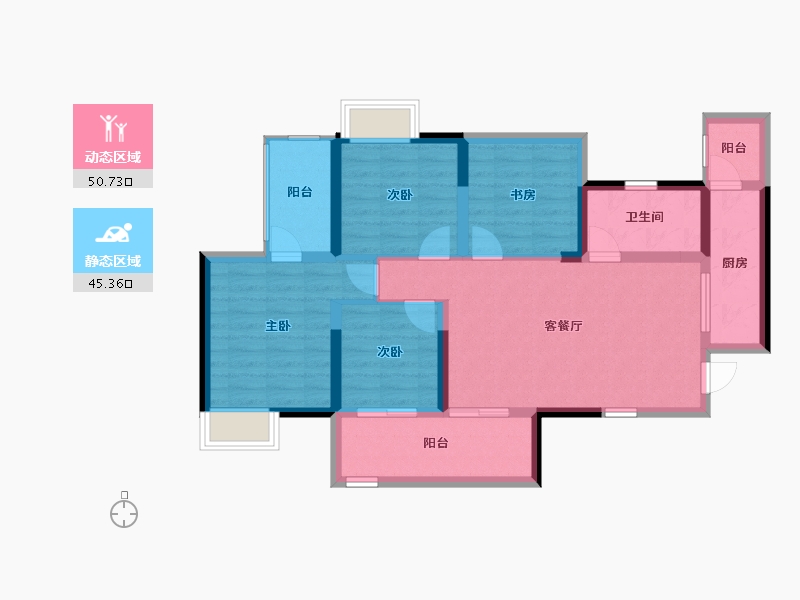 四川省-成都市-凯德卓锦万黛-85.14-户型库-动静分区