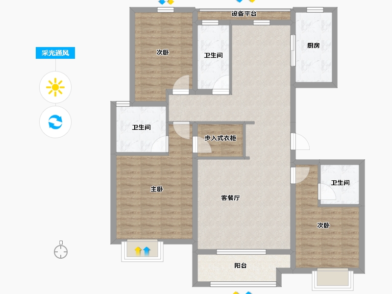 河北省-石家庄市-福美六号院-111.02-户型库-采光通风