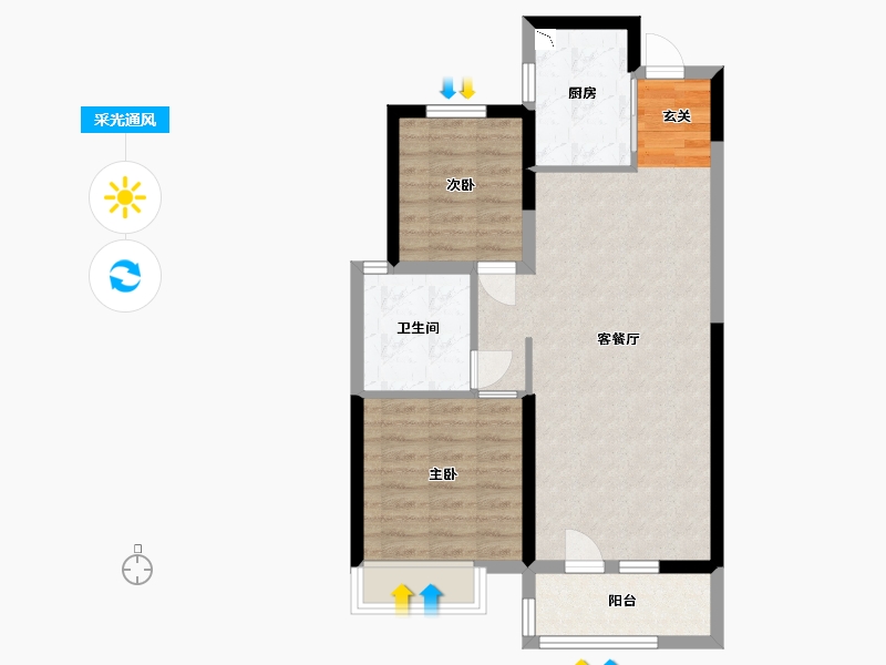 山东省-青岛市-鑫江花漾里-68.00-户型库-采光通风