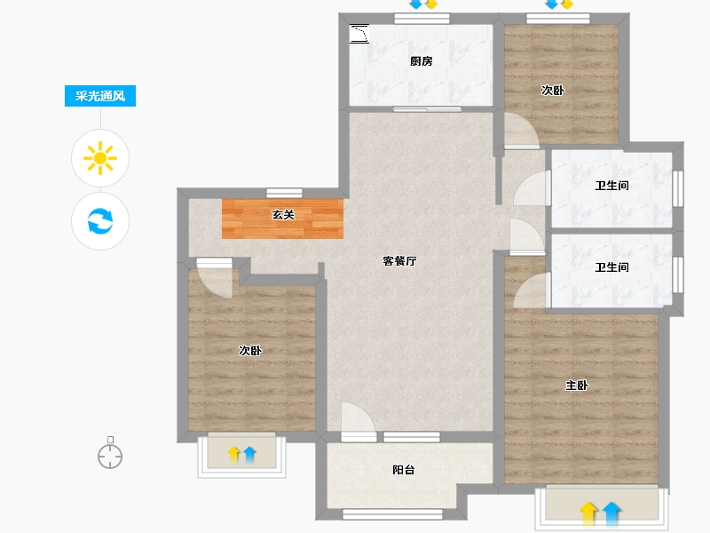 山东省-青岛市-海尔产城创白云山花园-94.40-户型库-采光通风