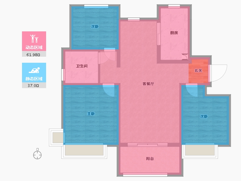 山东省-青岛市-海信文墨里-88.00-户型库-动静分区