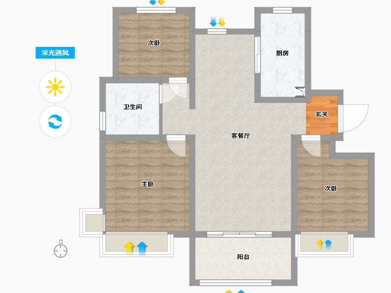 山东省-青岛市-海信文墨里-88.00-户型库-采光通风