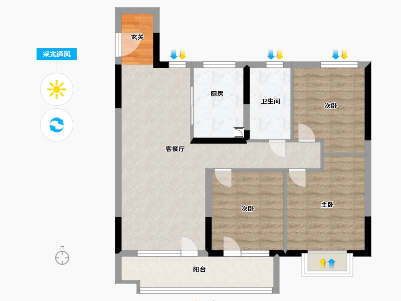 山东省-青岛市-龙湖西府原著-81.60-户型库-采光通风