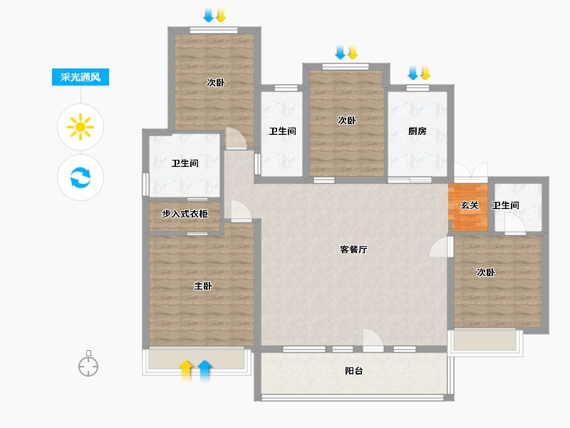 山东省-青岛市-红星国际广场-136.00-户型库-采光通风